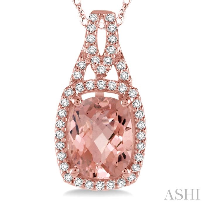 Cushion Shape Gemstone & Halo Diamond Pendant-3