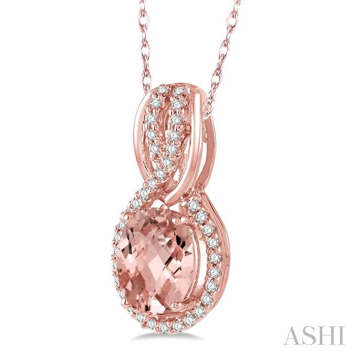Oval Shape Gemstone & Halo Diamond Pendant-2