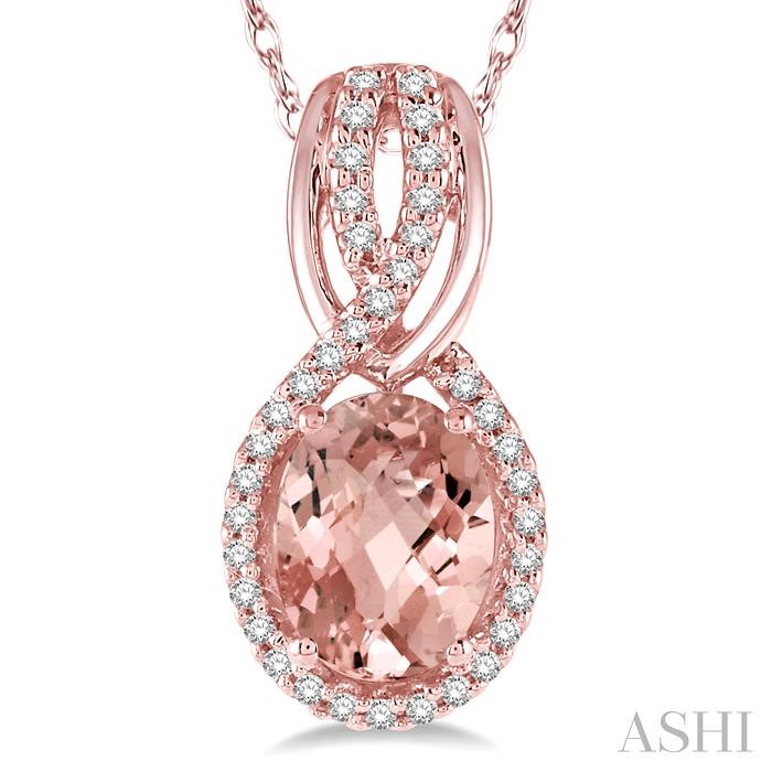 Oval Shape Gemstone & Halo Diamond Pendant-3