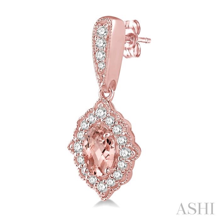 Oval Shape Gemstone & Halo Diamond Earrings-3