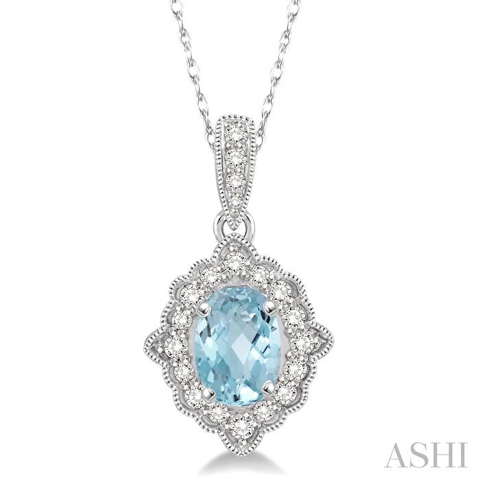 OVAL SHAPE GEMSTONE & HALO DIAMOND PENDANT