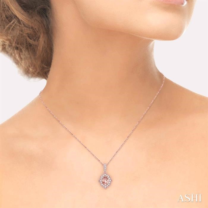 Oval Shape Gemstone & Halo Diamond Pendant-4