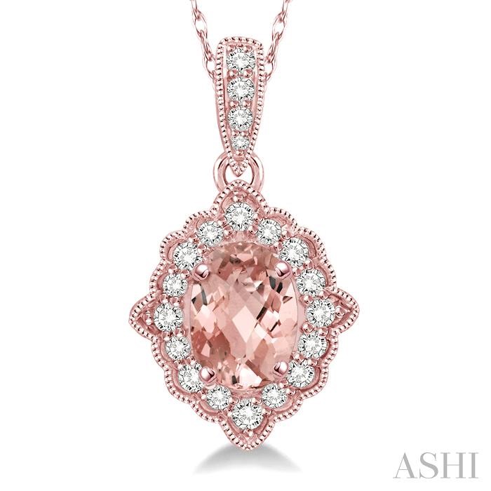 Oval Shape Gemstone & Halo Diamond Pendant-3