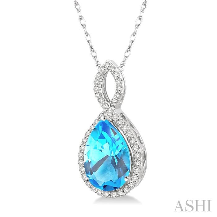 Pear Shape Gemstone & Halo Diamond Pendant-2