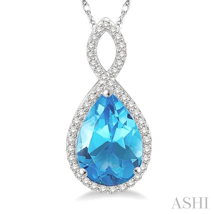 Pear Shape Gemstone & Halo Diamond Pendant-3