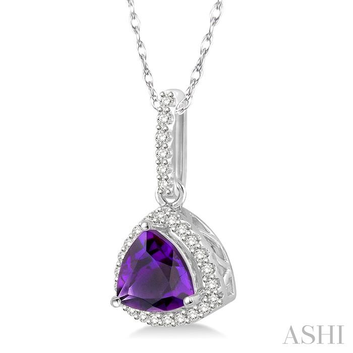 Trillion Shape Gemstone & Halo Diamond Pendant-2