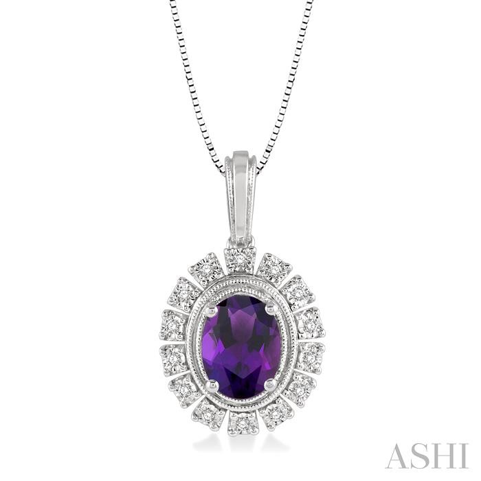 OVAL SHAPE GEMSTONE & DIAMOND PENDANT