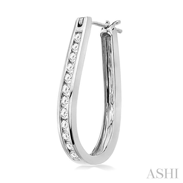 Channel Set Diamond Hoop Earrings-3