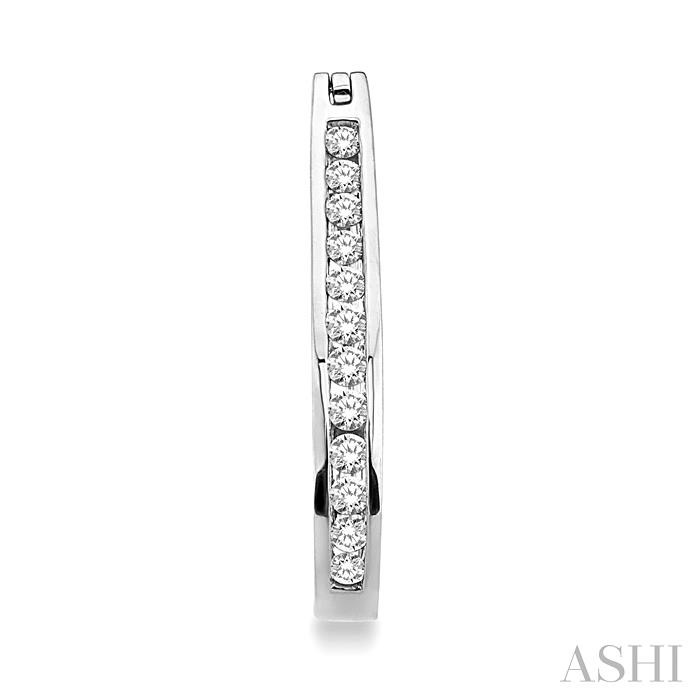 Channel Set Diamond Hoop Earrings-2