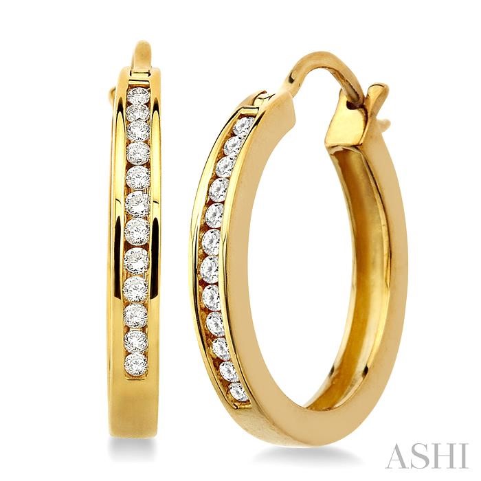 CHANNEL SET DIAMOND HOOP EARRINGS