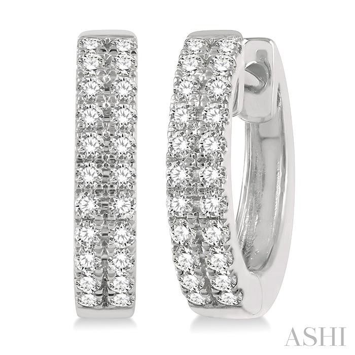 TWO ROW PETITE DIAMOND HUGGIE FASHION EARRINGS