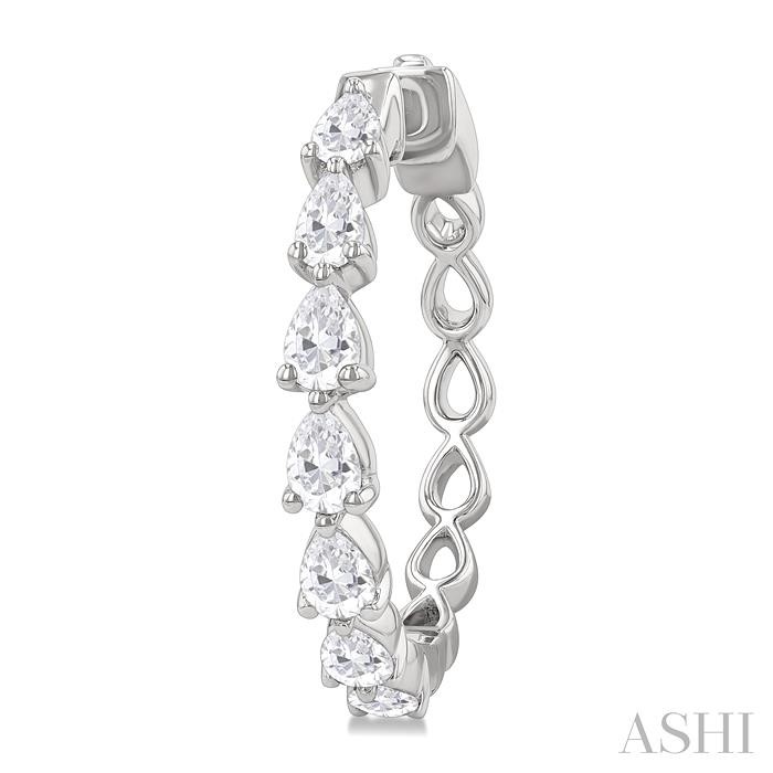 Pear Shape North-South Diamond Fashion Hoop Earrings-3