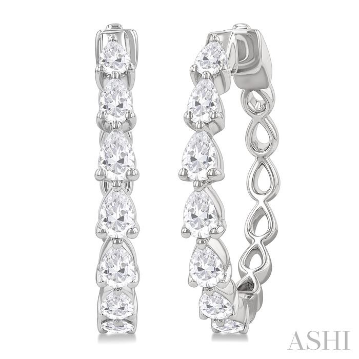 Pear Shape North-South Diamond Fashion Hoop Earrings