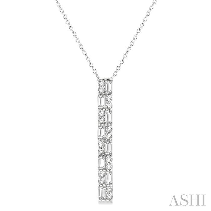 DOUBLE ROW VERTICAL BAR BAGUETTE DIAMOND PENDANT