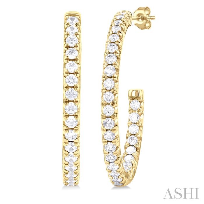 PAVE SET INSIDE-OUT DIAMOND HALF HOOP EARRINGS