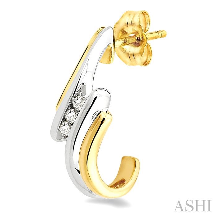 3 Stone Diamond Half Hoop Earrings-3