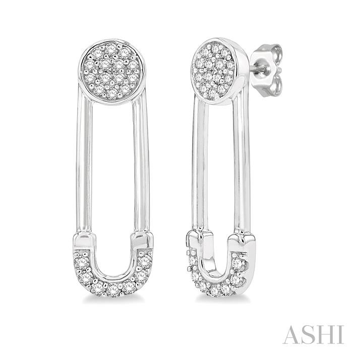 SAFETY PIN DIAMOND FASHION EARRINGS