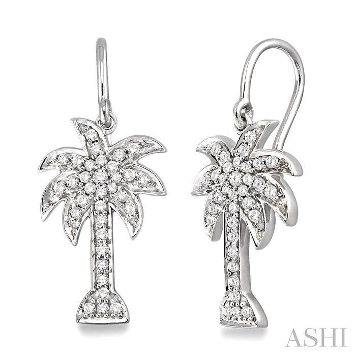 PALM TREE DIAMOND FASHION EARRINGS