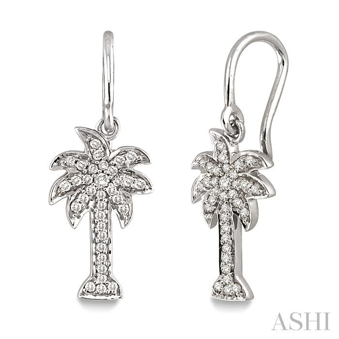 PALM TREE DIAMOND FASHION EARRINGS