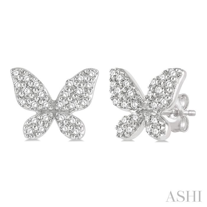 BUTTERFLY SHAPE PETITE DIAMOND FASHION EARRINGS