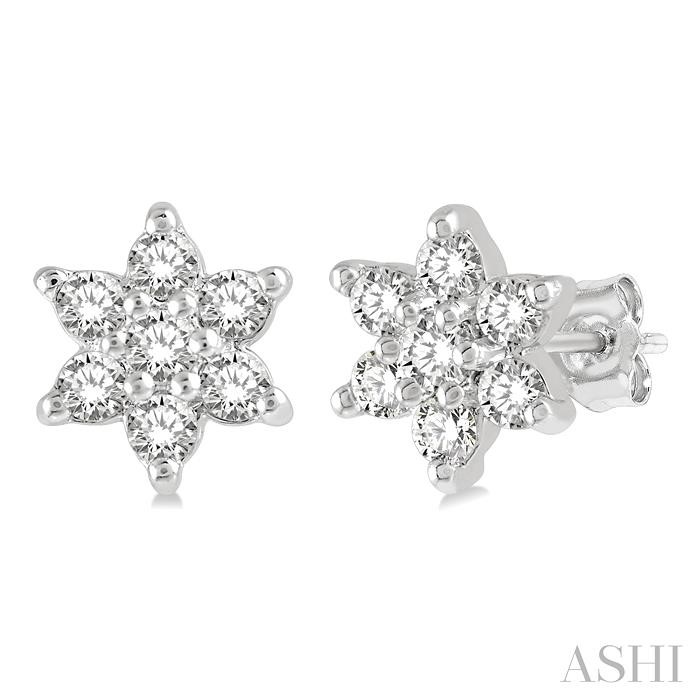FLOWER SHAPE PETITE DIAMOND FASHION EARRINGS