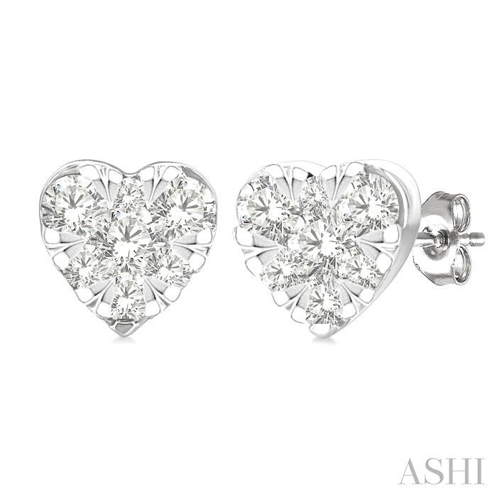 Heart Shape Lovebright Petite Diamond Fashion Earrings