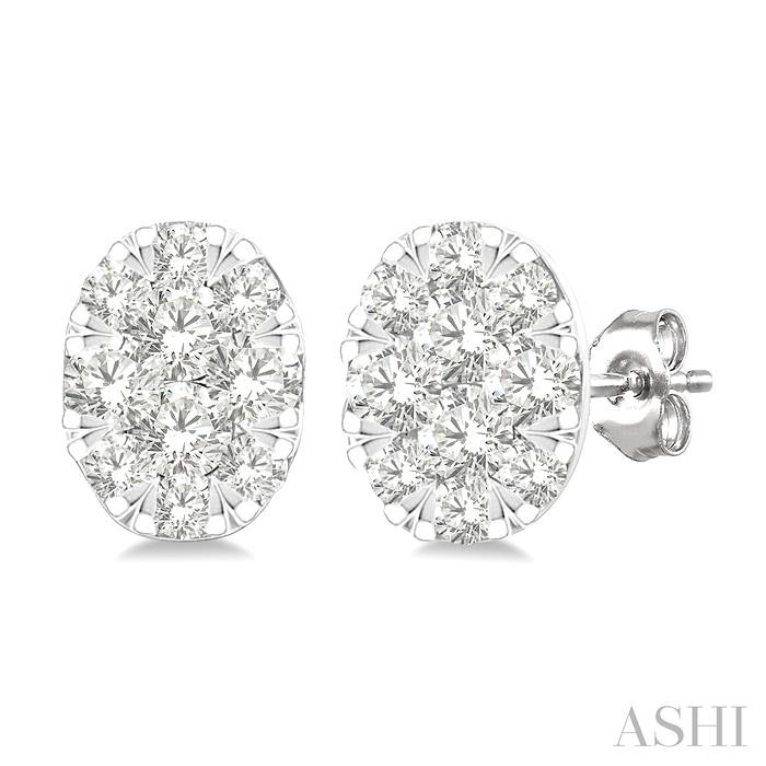 Oval Shape Lovebright Petite Diamond Fashion Earrings