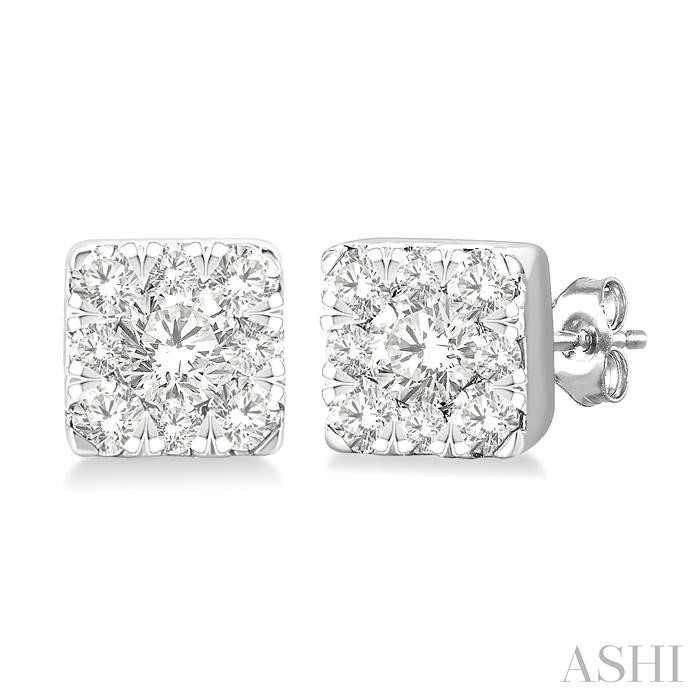 Princess Shape Lovebright Petite Diamond Fashion Earrings
