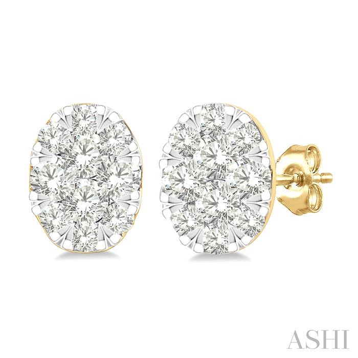 Oval Shape Lovebright Petite Diamond Fashion Earrings