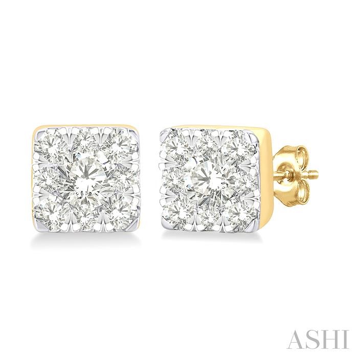 Princess Shape Lovebright Petite Diamond Fashion Earrings