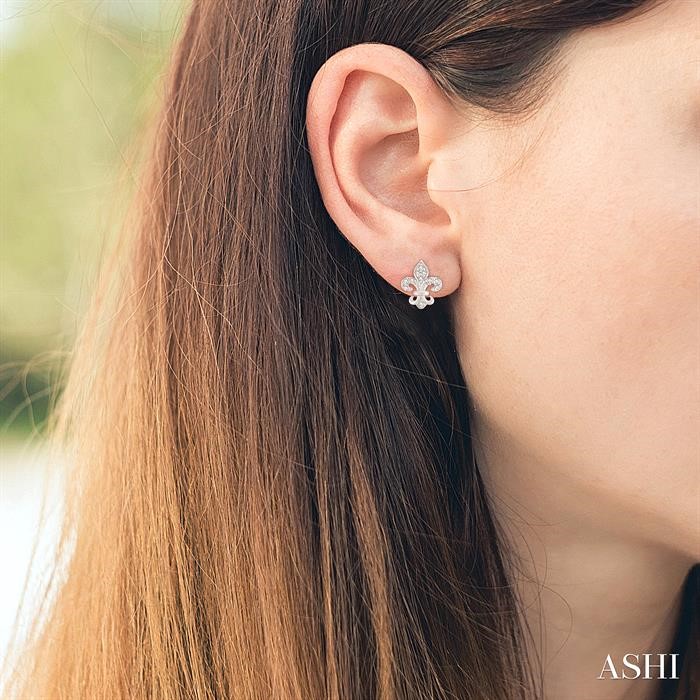 Fleur De Lis Petite Diamond Fashion Earrings-4