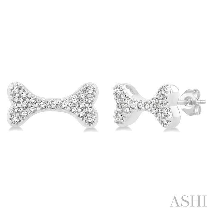 DOG BONE PETITE DIAMOND FASHION EARRINGS