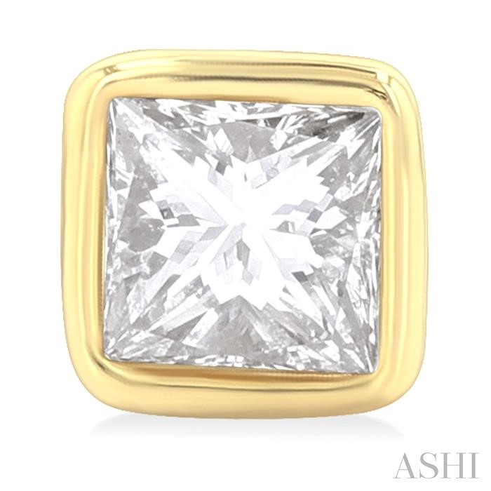 Princess Shape Bezel Set Petite Diamond Fashion Stud Earrings-2