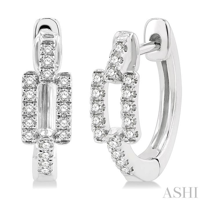 Paperclip Petite Diamond Huggie Fashion Earrings