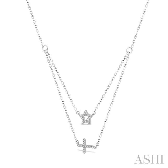Star & Cross Layered Diamond Necklace-2