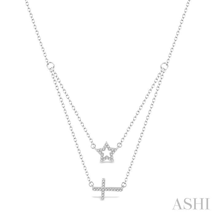 Star & Cross Layered Diamond Fashion Necklace