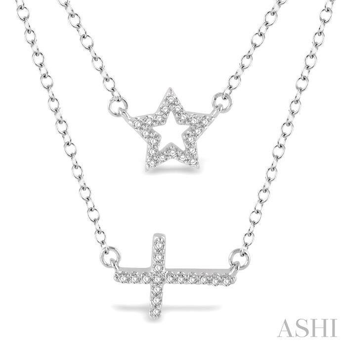 Star & Cross Layered Diamond Necklace-3
