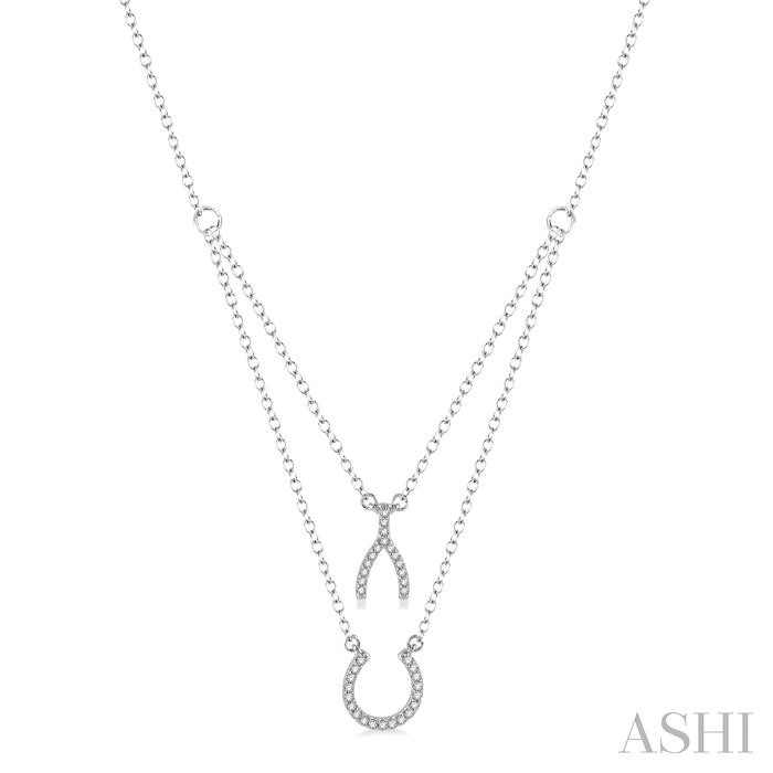 WISHBONE & HORSESHOE LAYERED DIAMOND PENDANT