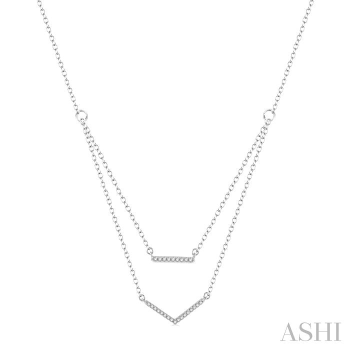 BAR & V-SHAPE LAYERED DIAMOND PENDANT