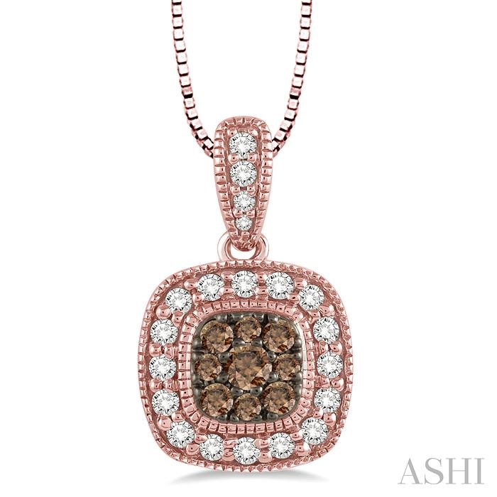 CUSHION SHAPE CHAMPAGNE HALO DIAMOND FASHION PENDANT