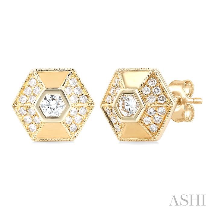 HEXAGON SHAPE DIAMOND FASHION EARRINGS