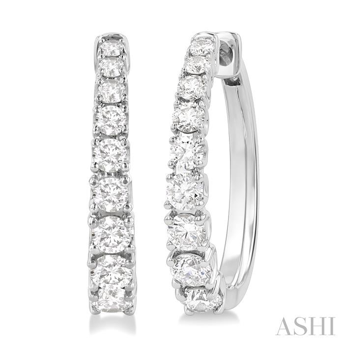 Graduated Diamond Fashion Hoop Earrings
