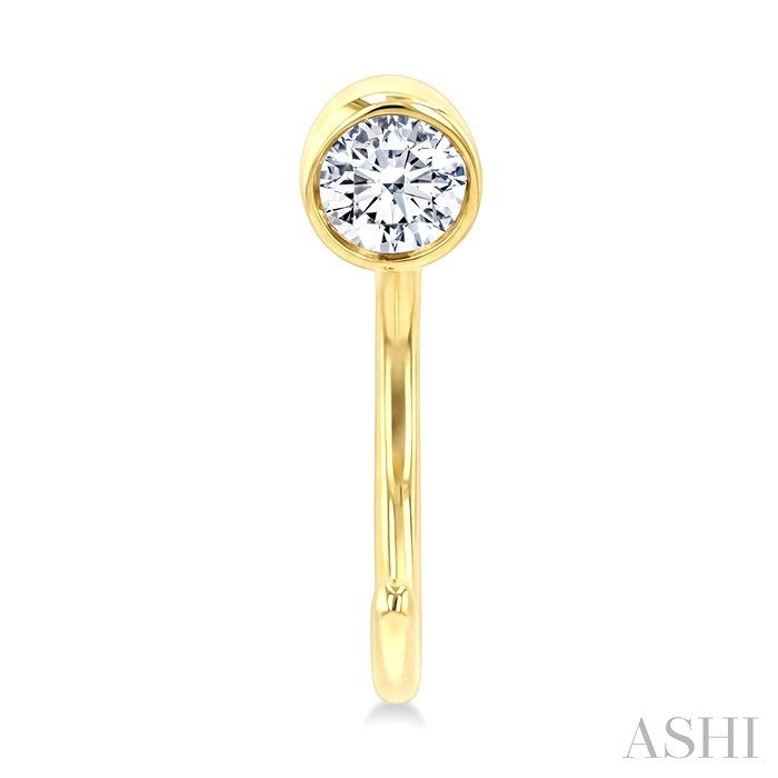 Round Bezel Set Petite Diamond Huggie Earrings