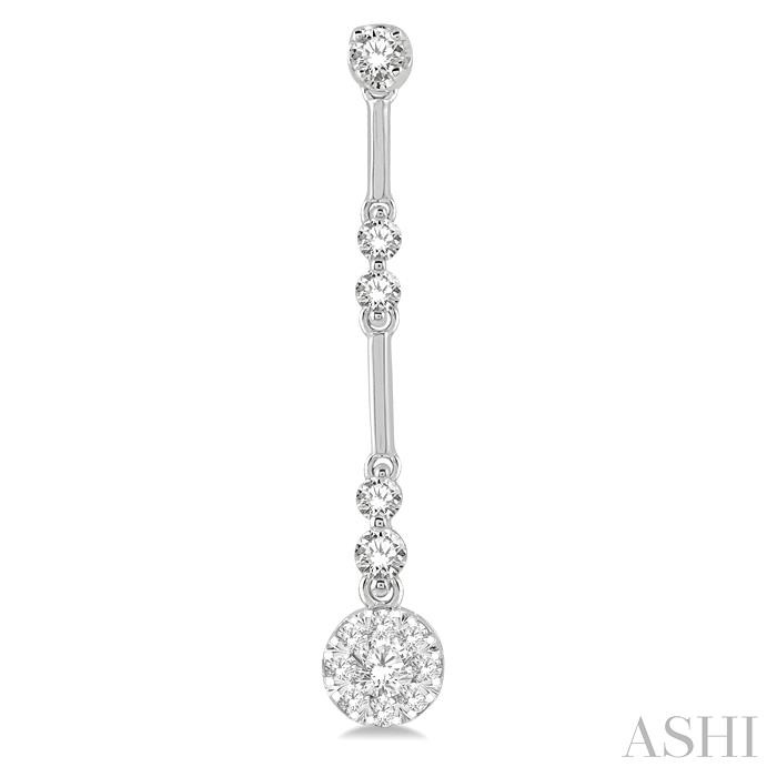 Round Shape Lovebright Diamond Long Earrings-2