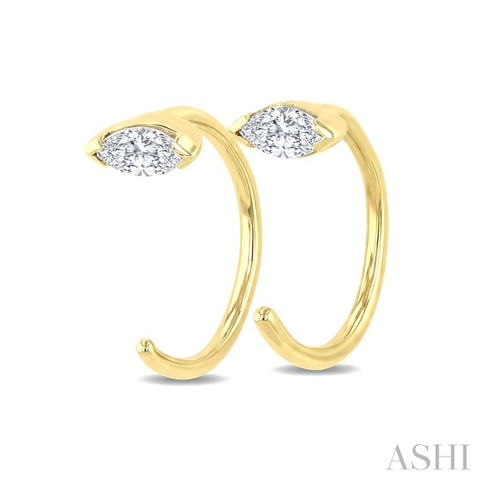 Marquise Shape Petite Diamond Huggie Earrings
