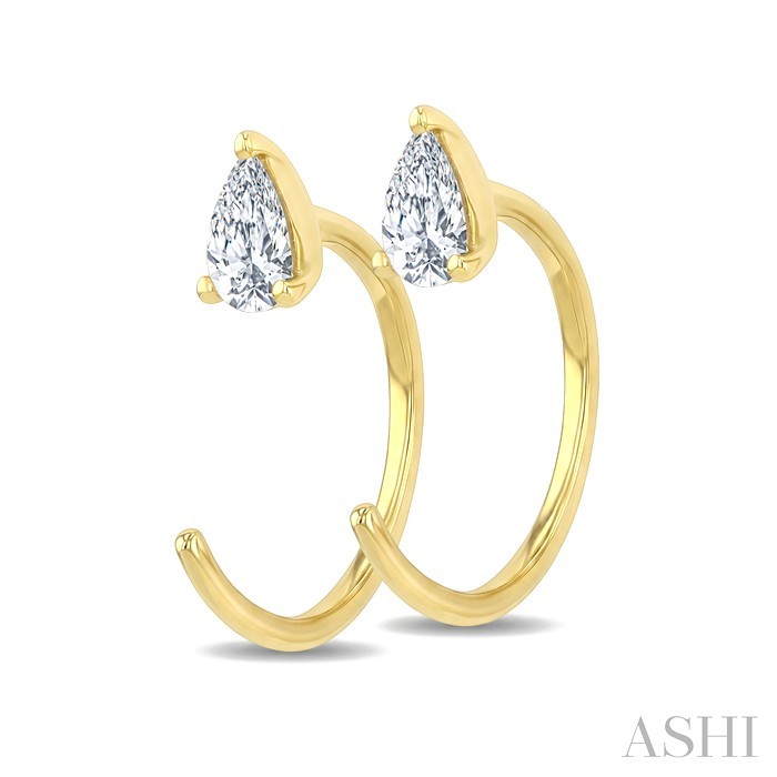 Pear Shape Petite Diamond Huggie Earrings
