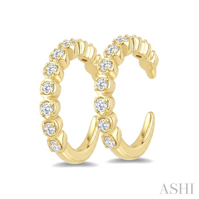 Petite Diamond Fashion Huggie Cuff Earrings