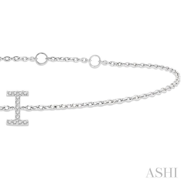 Block 'I' Initial Diamond Chain Bracelet-2