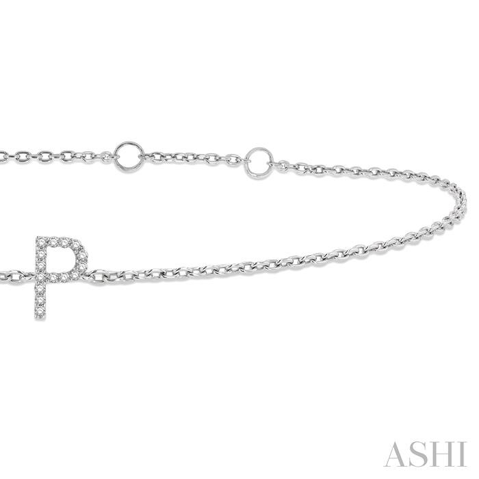 Block 'P' Initial Diamond Chain Bracelet-2