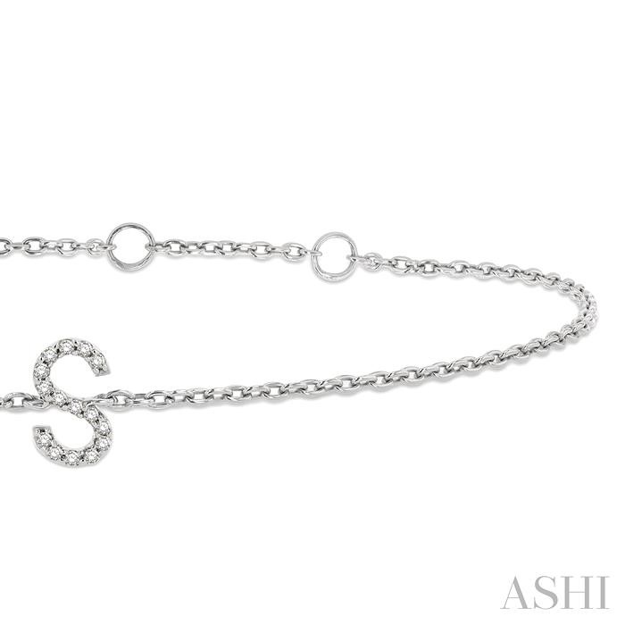 Block 'S' Initial Diamond Chain Bracelet-2